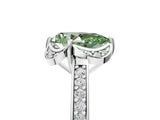 White gold Fancy Green Pear  Cut Halo Diamond Ring with Channel Set Band and Four-Prong Setting_89