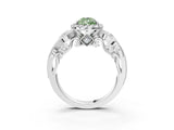 White gold Fancy Green Pear Cut Halo Diamond Ring with Milgrain and Bezel Accents on a Split Shank Band_3