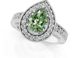 White gold Fancy Green Pear  Cut Halo Diamond Ring with Pavé Band and Four-Prong Setting_70