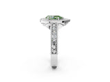 White gold Fancy Green Pear  Cut Halo Diamond Ring with Pavé Band and Four-Prong Setting_71