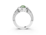White gold Fancy Green Pear  Cut Halo Diamond Ring with Pavé Band and Four-Prong Setting_72