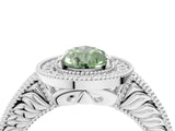 White gold Fancy Green Pear  Cut Halo Diamond Ring with Pavé Band and Four-Prong Setting_72