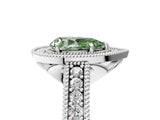 White gold Fancy Green Pear  Cut Halo Diamond Ring with Pavé Band and Four-Prong Setting_74