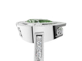 White gold Fancy Green Pear  Cut Halo Diamond Ring with Pavé Band and Milgrain Prong Setting_36