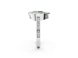 White gold Fancy Green Pear  Cut Halo Diamond Ring with Pavé Band and Milgrain Prong Setting_39