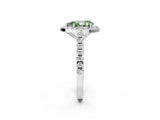 White gold Fancy Green Pear Cut Halo Diamond Ring with Pavé Band and Three-Prong Setting_14
