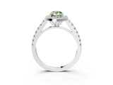 White gold Fancy Green Pear Cut Halo Diamond Ring with Pavé Band and Three-Prong Setting_15