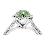 White gold Fancy Green Pear Cut Halo Diamond Ring with Pavé Band_16
