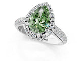 White gold Fancy Green Pear Cut Halo Diamond Ring with Pavé Band_37