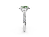 White gold Fancy Green Pear Cut Halo Diamond Ring with Pavé Band_38