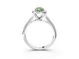 White gold Fancy Green Pear Cut Halo Diamond Ring with Pavé Band_39
