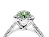 White gold Fancy Green Pear Cut Halo Diamond Ring with Pavé Band_40