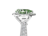White gold Fancy Green Pear Cut Halo Diamond Ring with Pavé Band_41