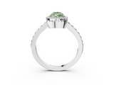 White gold Fancy Green Pear  Cut Halo Diamond Ring with Pave Band and Four-Prong Setting_25