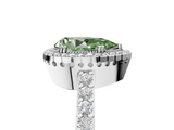 White gold Fancy Green Pear  Cut Halo Diamond Ring with Pave Band and Four-Prong Setting_27