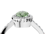 White gold Fancy Green Pear  Cut Halo Diamond Ring with Pave Band and Four-Prong Setting_29