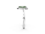 White gold Fancy Green Pear Cut Halo Diamond Ring with Solitaire Band and Prong Setting_26