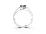 White gold Fancy Green Pear Cut Halo Diamond Ring with Solitaire Band and Prong Setting_27
