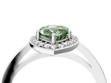 White gold Fancy Green Pear Cut Halo Diamond Ring with Solitaire Band and Prong Setting_28