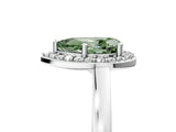 White gold Fancy Green Pear Cut Halo Diamond Ring with Solitaire Band and Prong Setting_29