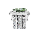 White gold Fancy Green Pear Cut Halo Diamond Ring with Split Shank and Four-Prong Setting_123