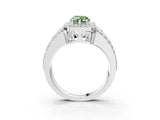 White gold Fancy Green Pear Cut Halo Diamond Ring with Split Shank and Four-Prong Setting_123
