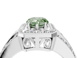 White gold Fancy Green Pear Cut Halo Diamond Ring with Split Shank and Four-Prong Setting_124