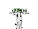 White gold Fancy Green Pear Cut Halo Diamond Solitaire with Filigree Band and Four-Prong Setting_5