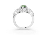 White gold Fancy Green Pear Cut Halo Diamond Split Shank Engagement Ring with Four-Prong Setting_3