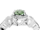 White gold Fancy Green Pear Cut Halo Diamond Split Shank Engagement Ring with Four-Prong Setting_4