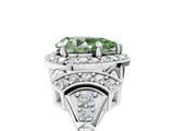 White gold Fancy Green Pear Cut Halo Diamond Split Shank Engagement Ring with Four-Prong Setting_5