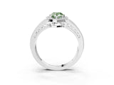 White gold Fancy Green Pear Cut Halo Diamond Split Shank Ring with Prong Setting_3