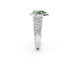 White gold Fancy Green Pear Cut Halo Pavé Diamond Engagement Ring with Split Shank and Four-Prong Setting_5