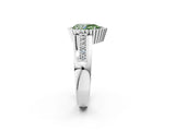 White gold Fancy Green Pear  Cut Halo Pave Band Four-Prong Ring_51