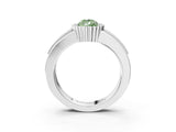 White gold Fancy Green Pear  Cut Halo Pave Band Four-Prong Ring_52