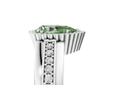 White gold Fancy Green Pear  Cut Halo Pave Band Four-Prong Ring_54