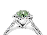 White gold Fancy Green Pear  Cut Halo Pave Band Four-Prong Setting Ring_41