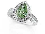 White gold Fancy Green Pear  Cut Halo Pave Split Shank Prong Setting Ring_33
