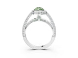 White gold Fancy Green Pear  Cut Halo Pave Split Shank Prong Setting Ring_34