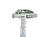White gold Fancy Green Pear  Cut Halo Pave Split Shank Prong Setting Ring_36