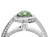 White gold Fancy Green Pear  Cut Halo Pave Split Shank Prong Setting Ring_36