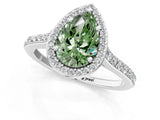 White gold Fancy Green Pear Cut Halo Round Diamond Pavé Band with Four-Prong Setting_16