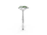 White gold Fancy Green Pear Cut Halo Round Diamond Pavé Band with Four-Prong Setting_17