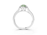 White gold Fancy Green Pear Cut Halo Round Diamond Pavé Band with Four-Prong Setting_18
