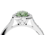 White gold Fancy Green Pear Cut Halo Round Diamond Pavé Band with Four-Prong Setting_19