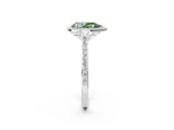 White gold Fancy Green Pear Cut Halo Round Diamond Pavé Band with Four-Prong Setting_23