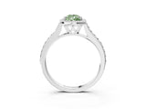 White gold Fancy Green Pear Cut Halo Round Diamond Pavé Band with Four-Prong Setting_25