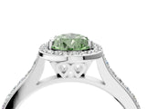 White gold Fancy Green Pear Cut Halo Round Diamond Pavé Band with Four-Prong Setting_25