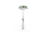 White gold Fancy Green Pear Cut Halo Round Diamond Solitaire Engagement Ring with Pave Band and Four-Prong Setting_26