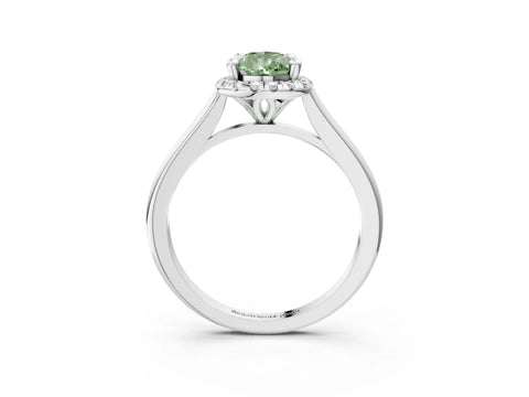 White gold Fancy Green Pear Cut Halo Round Diamond Solitaire Engagement Ring with Pave Band and Four-Prong Setting_27
